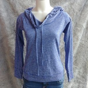 4 for $20 Blue Heathered Cowl Neck Work Out Top
